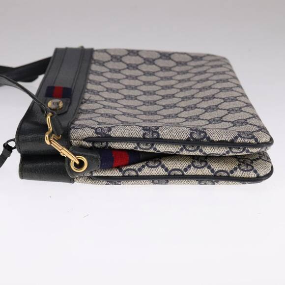 GUCCI GG Supreme Sherry Line Shoulder Bag Pvc Red Navy - Picture 4 of 16